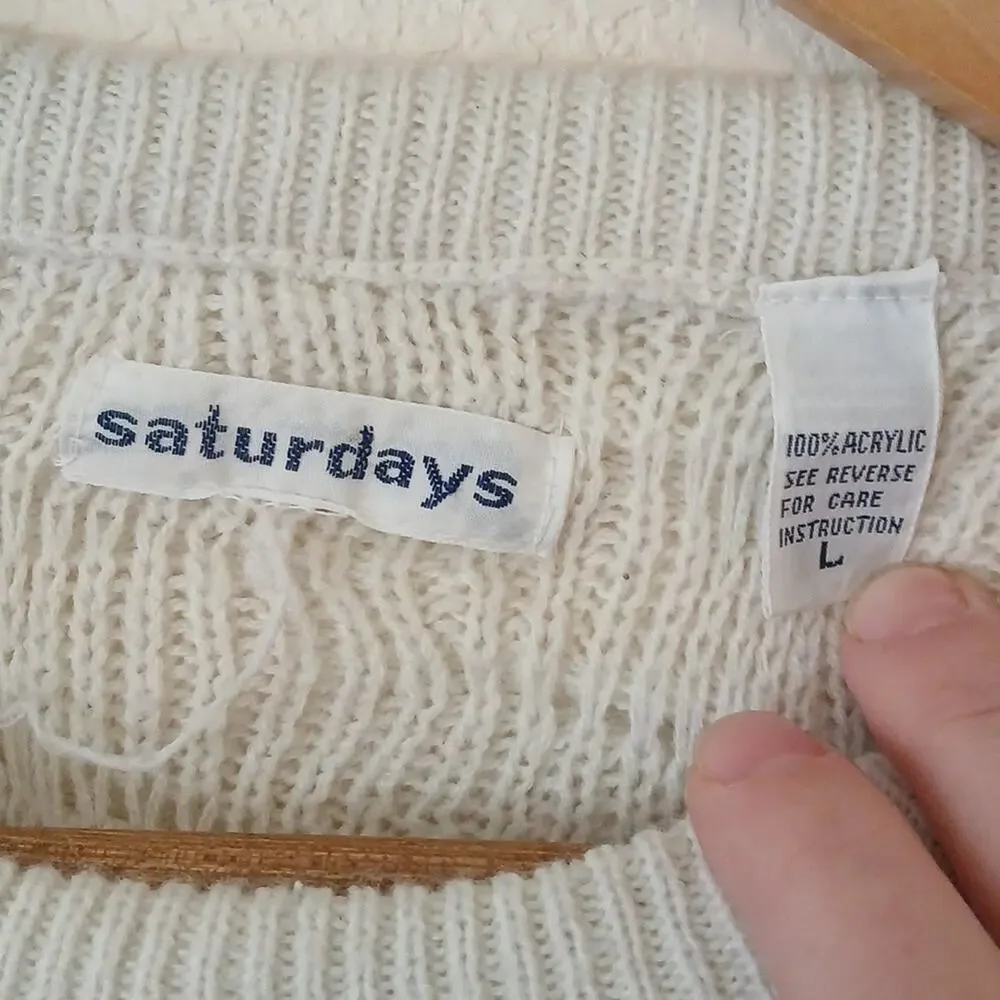 Vintage Cream Sweater Saturdays Static Waves Acrylic